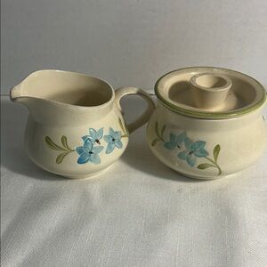Franciscan Cream and Blue Floral Serveware Set